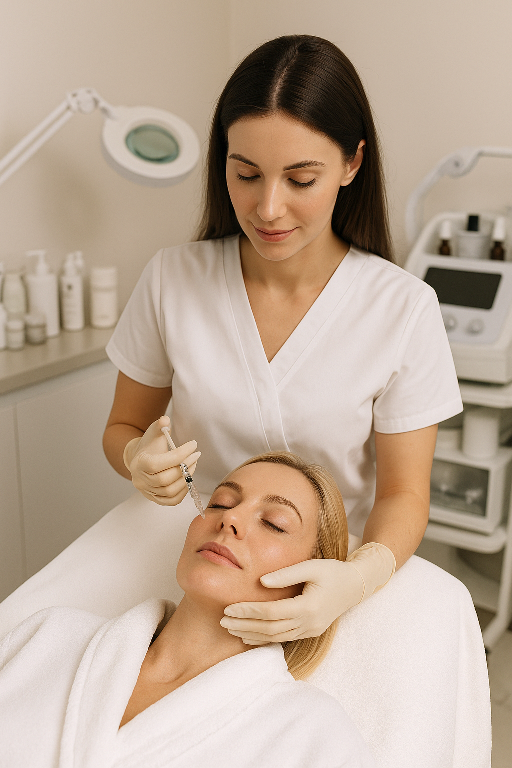 Nurse performing Profhilo facial treatment at J Luxe Medical Aesthetics Hackney London